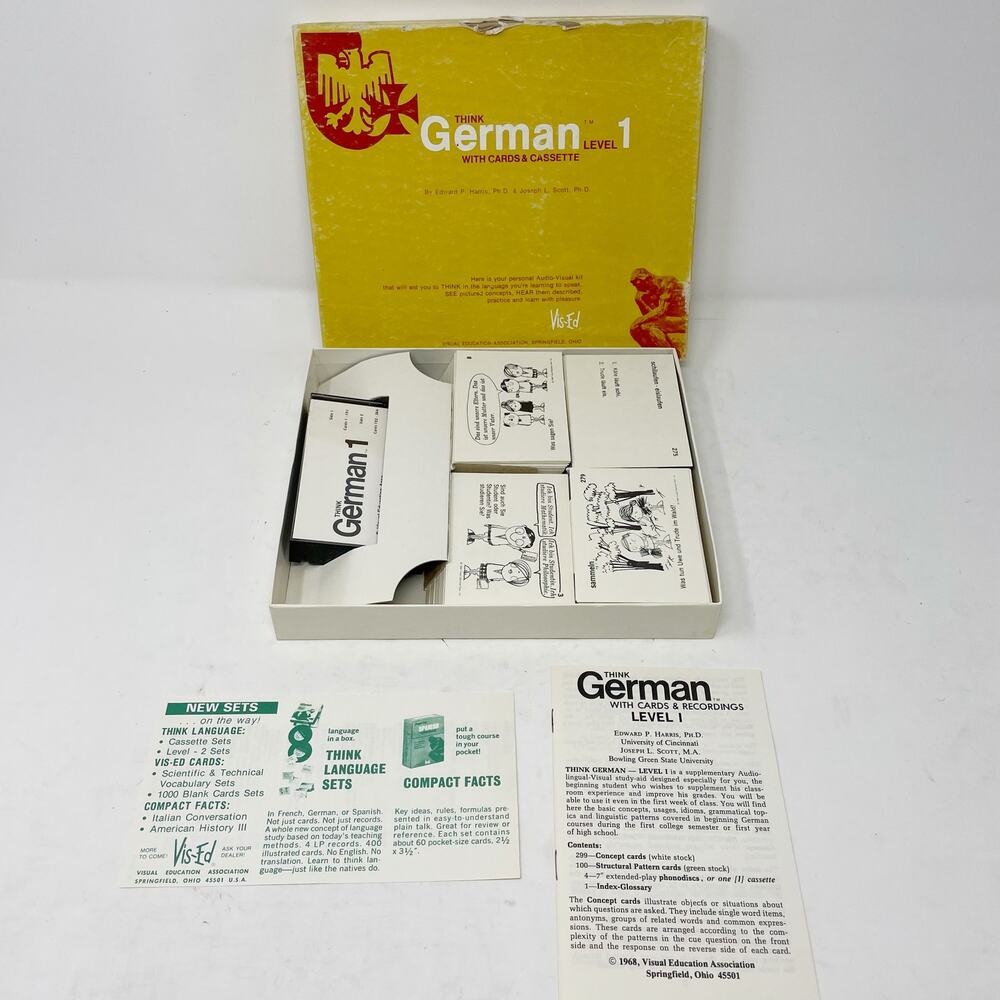 Vintage Vis-Ed Think German Level 1 Cards Cassette